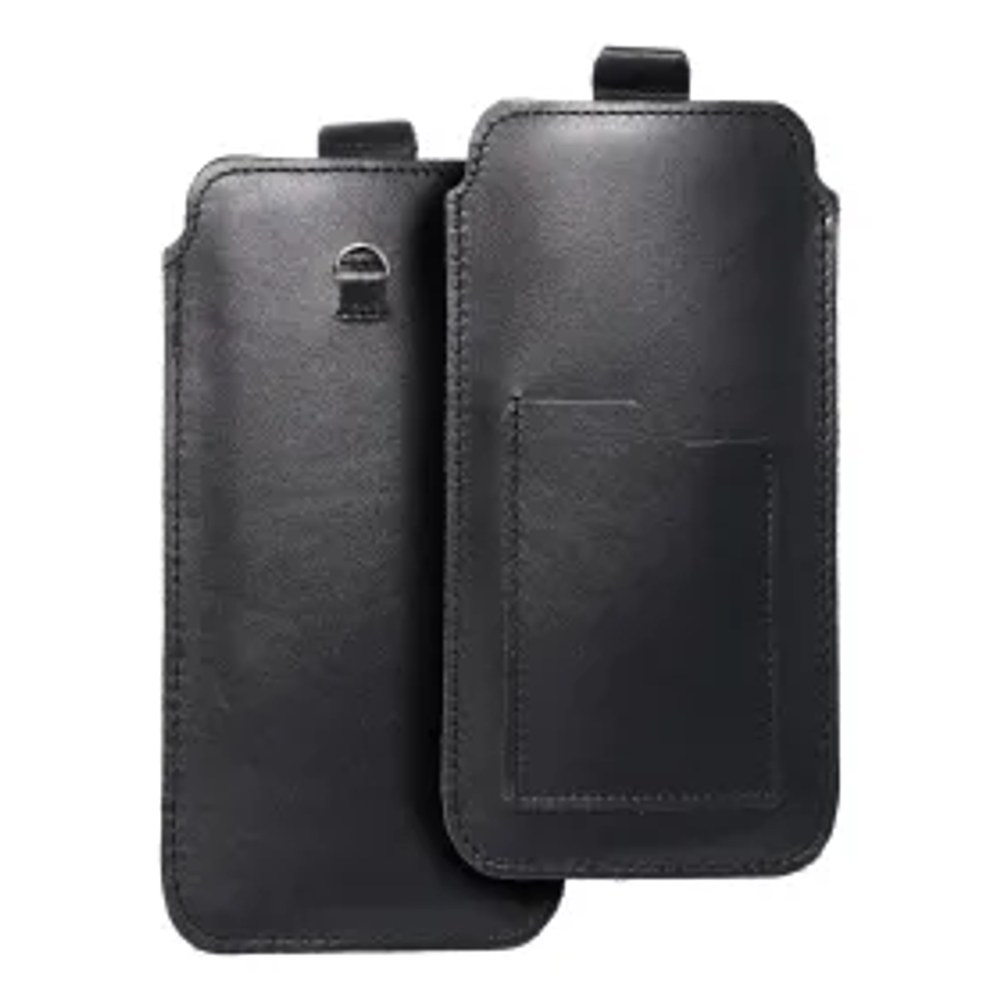 ROYAL - Kožená univerzální kapsa na blat / černá - Velikost 2XL+vysoká - SAMSUNG S21 ULTRA / HUAWEI P Smart 2021 / XIAOMI Redmi 12 / OPPO A98 5G