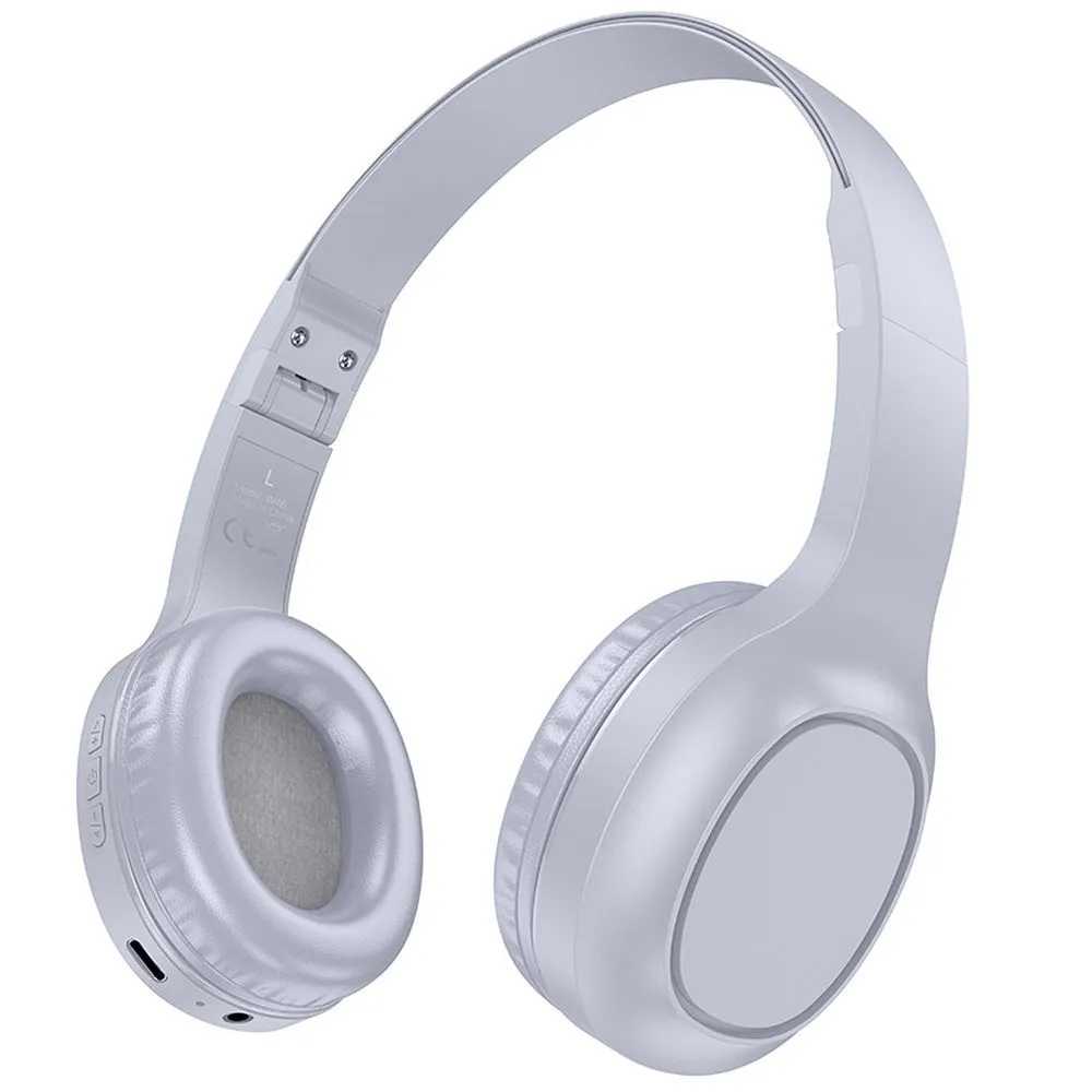 Bezdrátová sluchátka HOCO bluetooth W46 světle modrá šedá