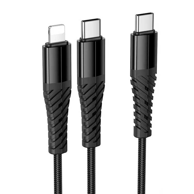 Kabel 2v1 USB C na USB C+Lightnig Hoco 1 m X123 černý
