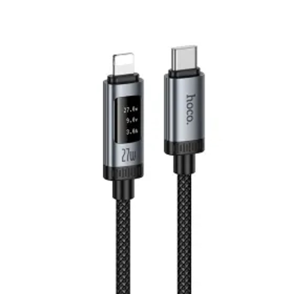 Datový kabel s digitálním displejem USB C na Lightning Hoco PD 27W 1,2 m U148 černý