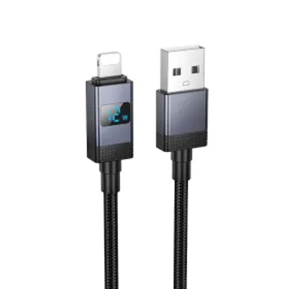 Kabel USB A na Lightning Hoco 2,4A s displejem 1 m X118 černý