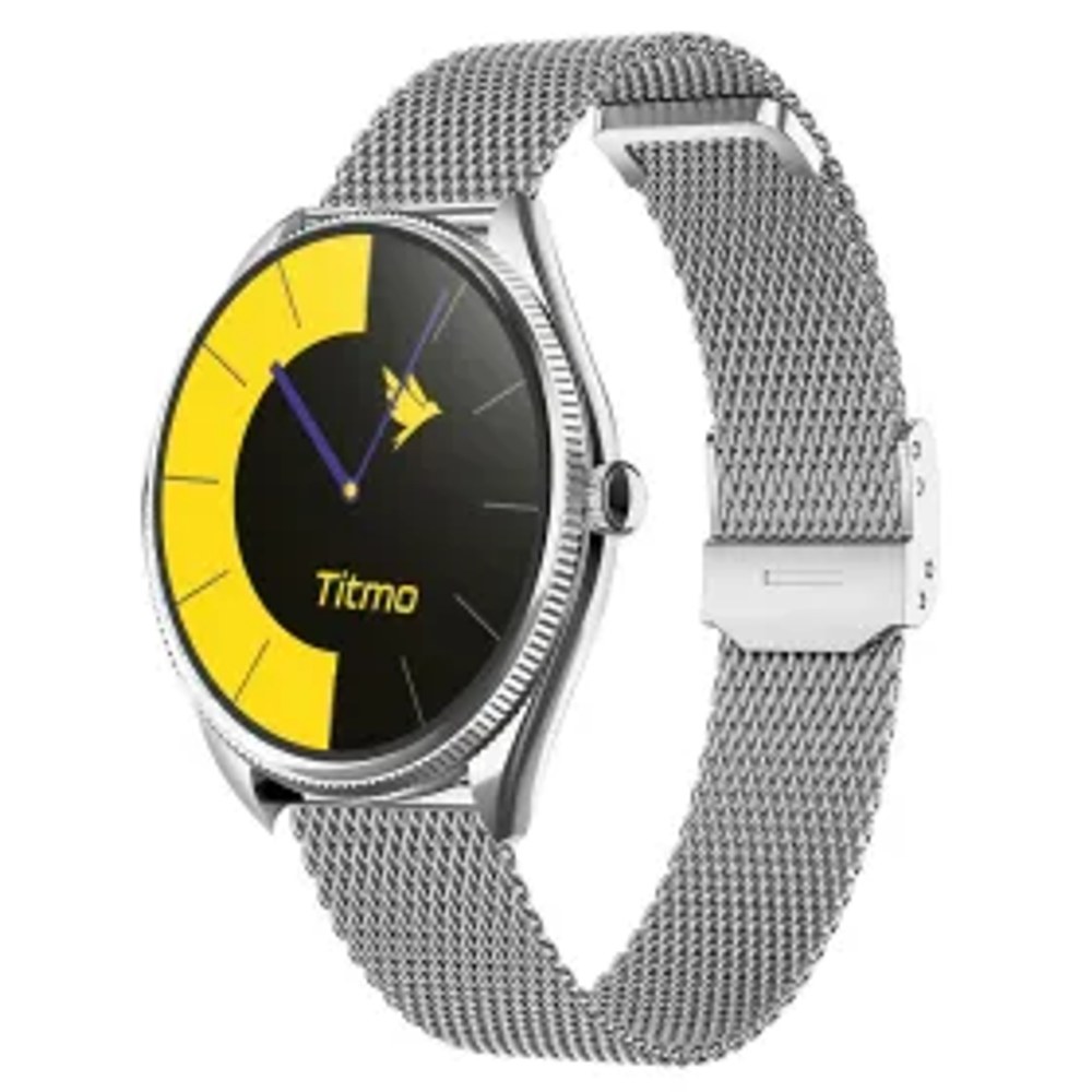 Chytré hodinky TITMO O-170 (AMOLED, bluetooth volání, nerezový stříbrný řemínek) stříbrná