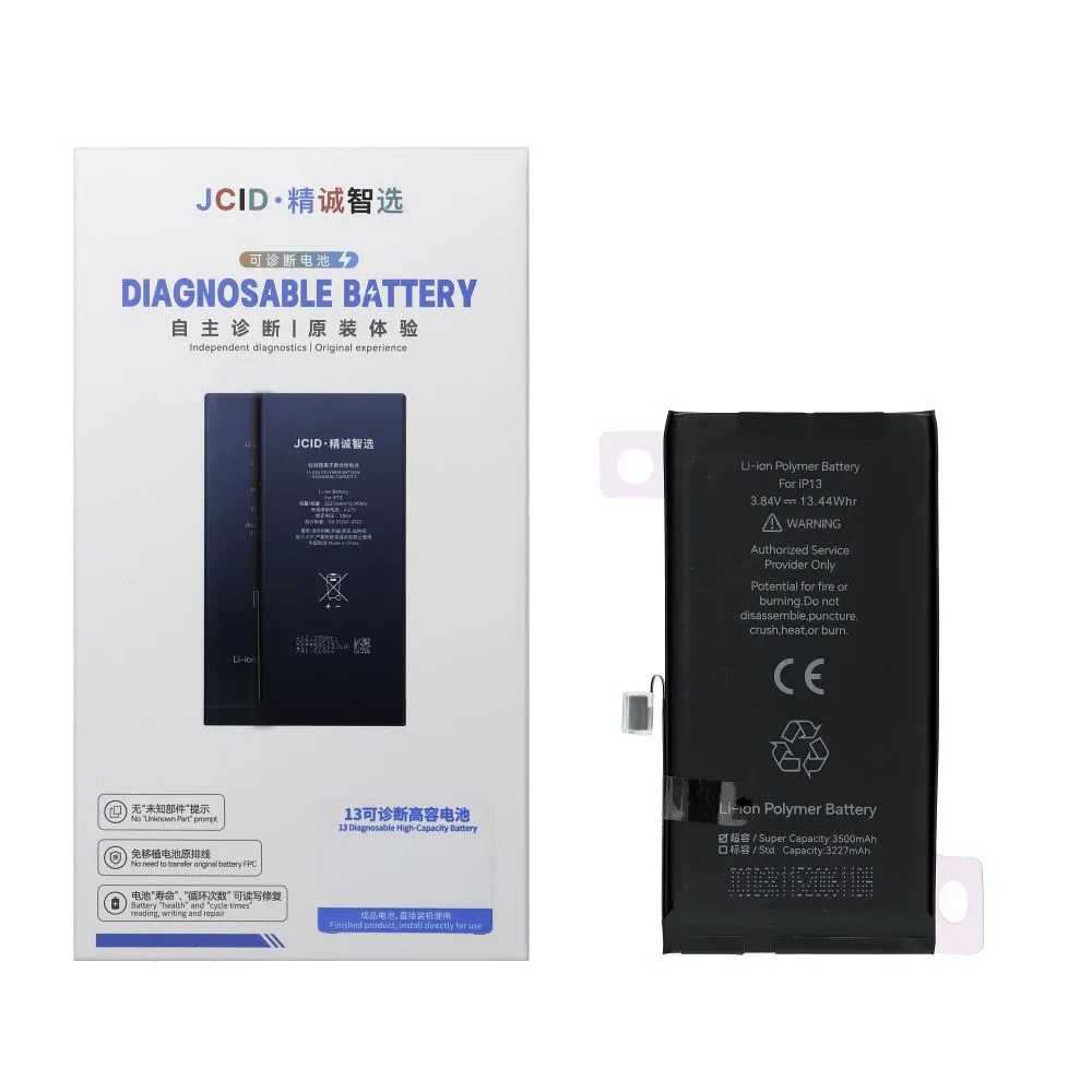 JCID Diagnostikovatelná (použitá) baterie pro iPhone 13 3500 mAh (vysoká kapacita)