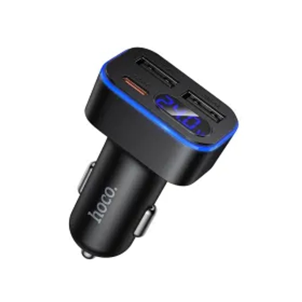 Nabíječka do auta Hoco s LCD 2xUSB A + 1xUSB C PD QC3.0 42W Z63A černá