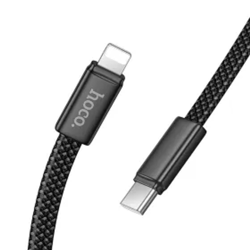 Plochý kabel USB C na Lightning Hoco PD 30W 1 m X125 černý