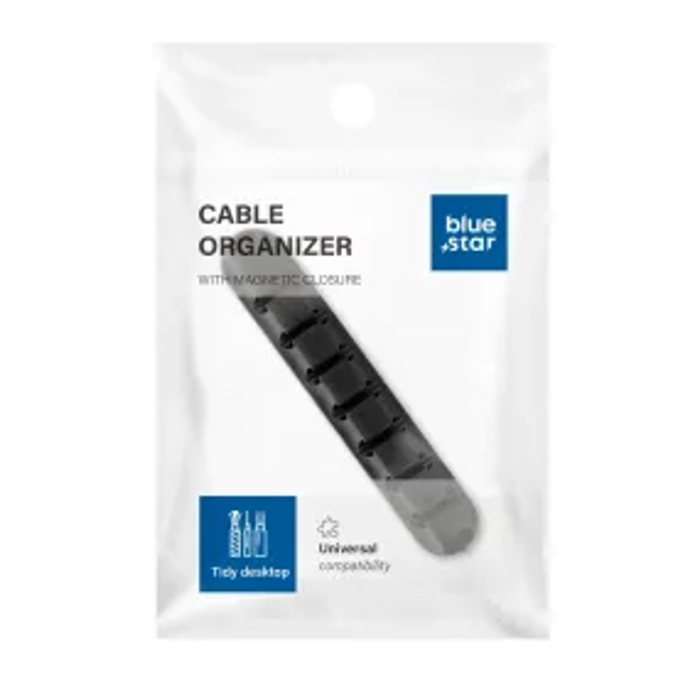 Silikonový samolepicí organizér Blue Star PJ-OCZ8 pro 7 kabelů - černý (1 ks)