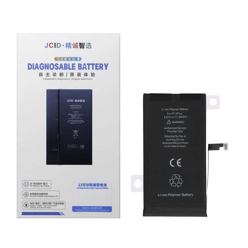 JCID Diagnostikovatelná (použitá) baterie pro iPhone 15 Plus 4650 mAh (vysoká kapacita)