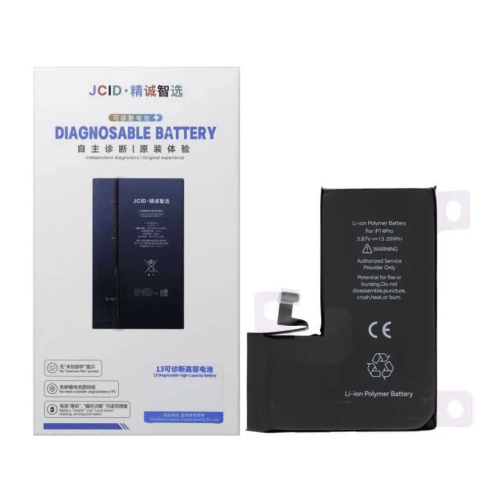 JCID Diagnostikovatelná (použitá) baterie pro iPhone 14 Pro 3410 mAh (vysoká kapacita)