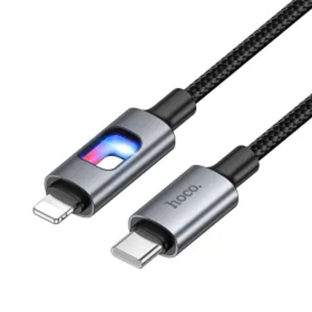 LED kabel USB C na Lightning Hoco PD 27W 1,2 m U144 černý