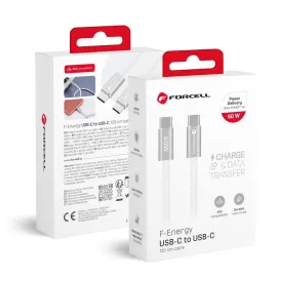 Kabel USB C na USB C F-Energy QC4.0 PD 3A 60W Cafule Flat 1,2 m CCFN23 bílý