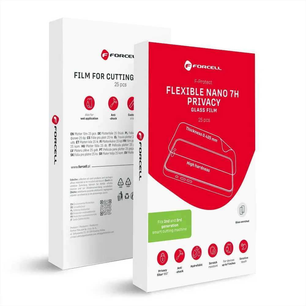Hybridní nanoskleněná fólie pro řezací stroj 2. a 3. generace. F-Protect Flexible NANO 7H PRIVACY 196 x 125 mm 25 ks
