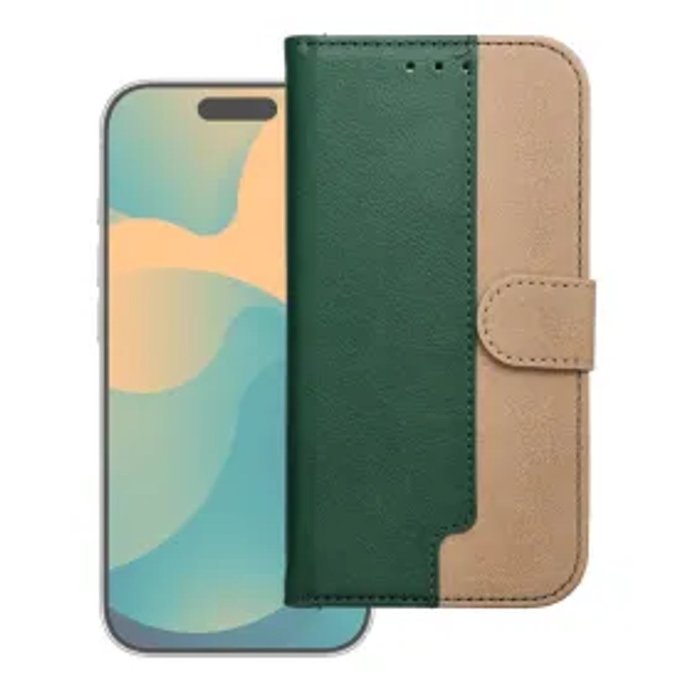 Flipové pouzdro pro iPhone 17 Split Book zelené a zlaté