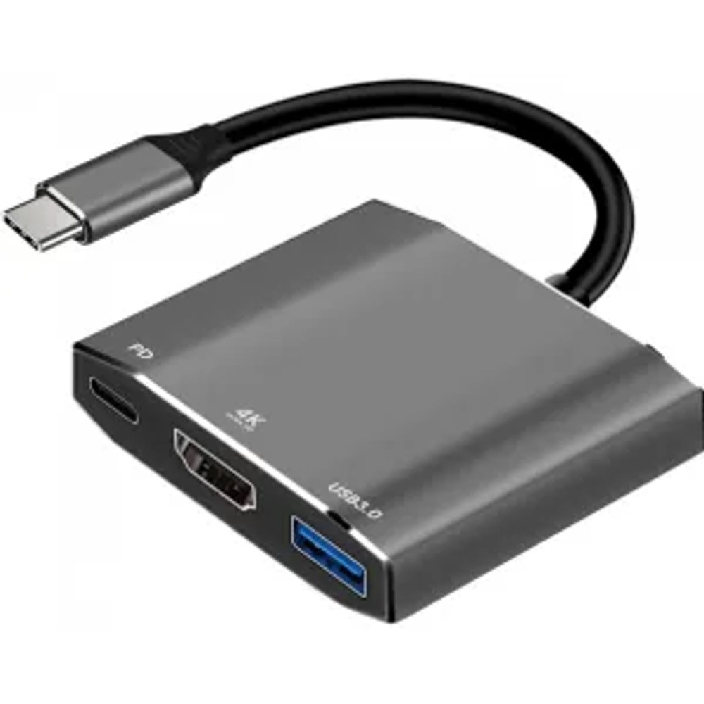 Adaptér HUB 3v1 USB C ART OEM-C17 stříbrný