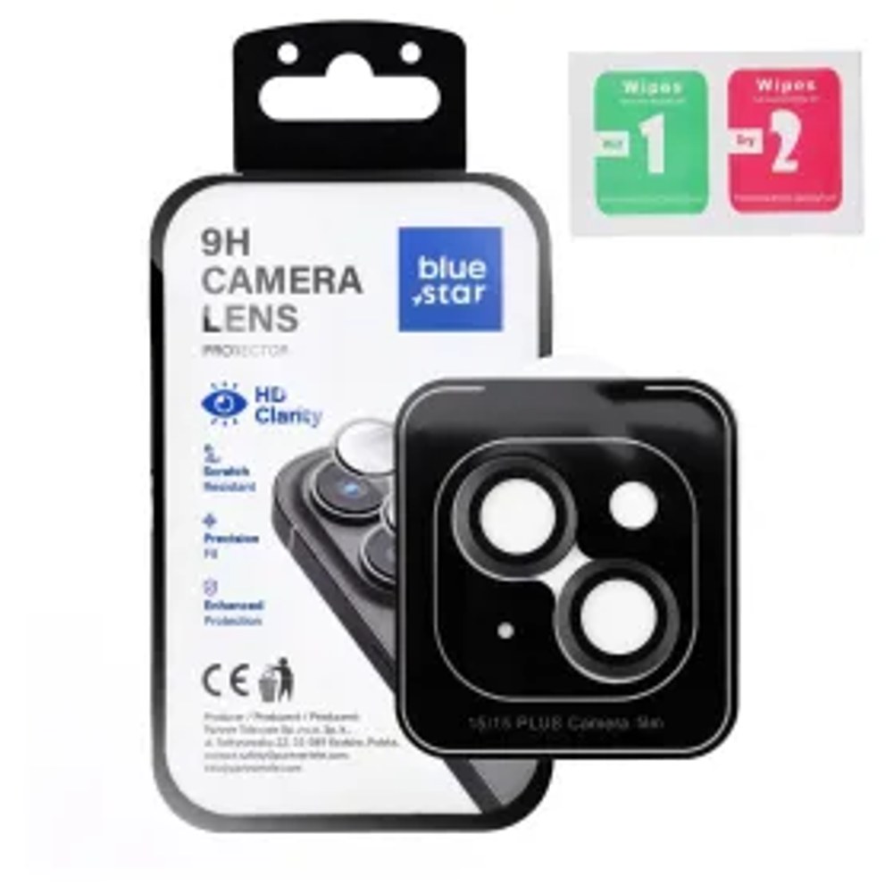 Ochranný kryt objektivu fotoaparátu BLUE STAR pro IPHONE 15 / 15 PLUS černý