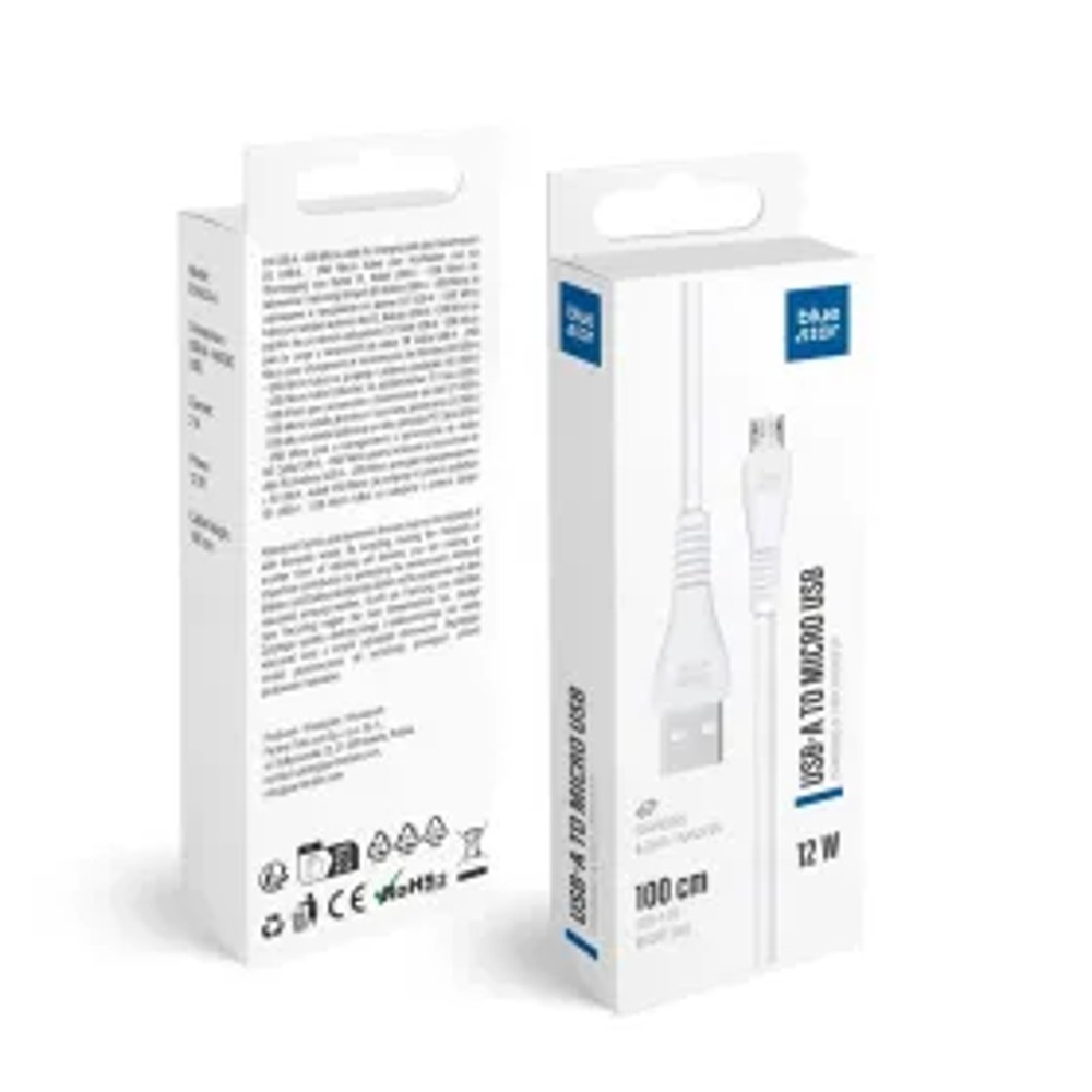 Kabel USB A na Micro USB Blue Star 2A 12W 1 m PJ-DG3-A bílý