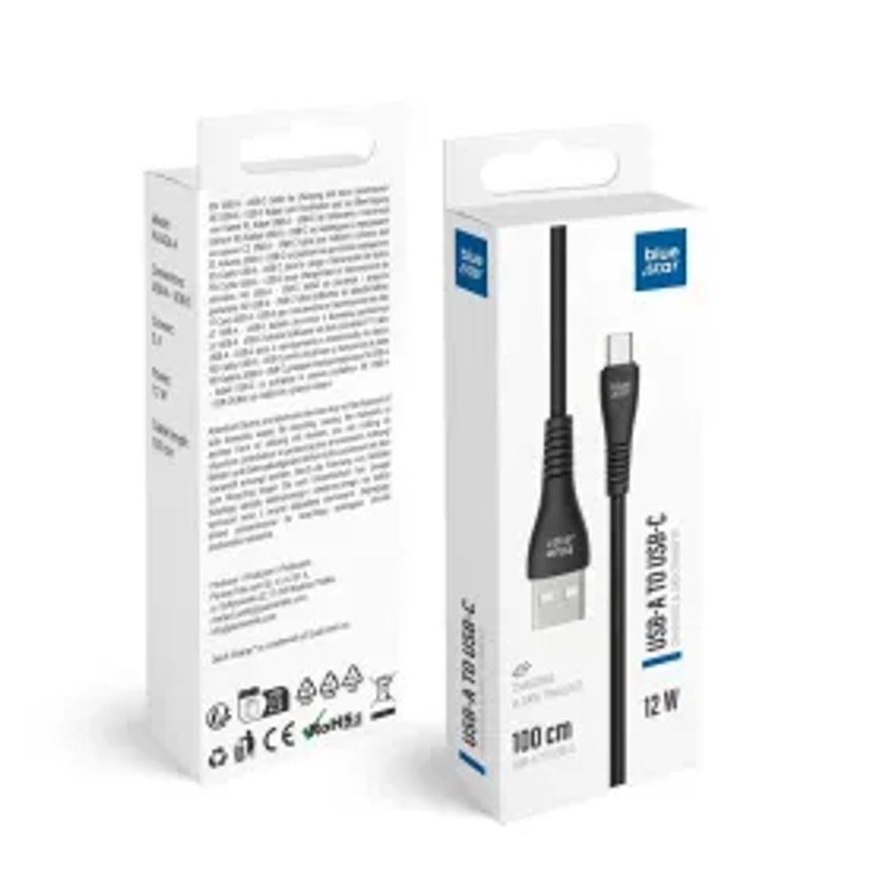Kabel USB A na USB C Blue Star 2A 12W 1 m PJ-DG4-A černý