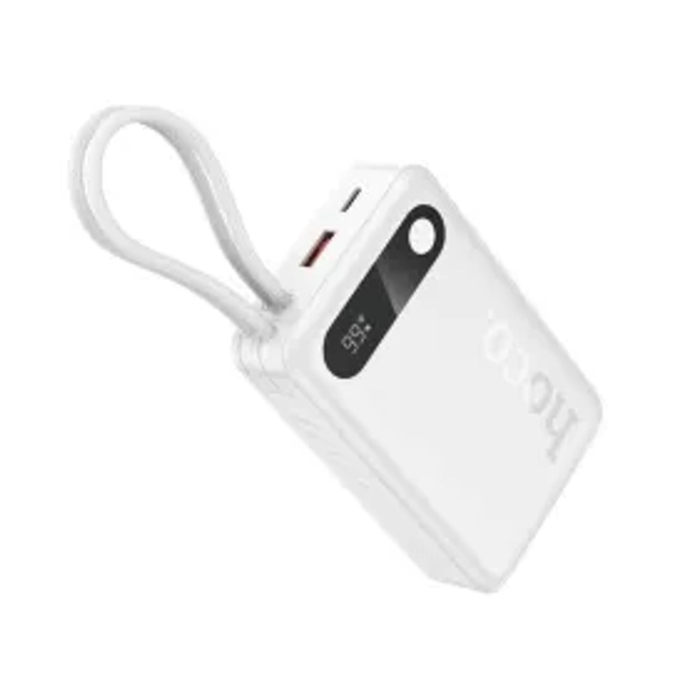 Powerbanka Hoco 20000 mAh QC PD 2A 22,5W s vestavěnými kabely USB C + Lightning J171A bílá