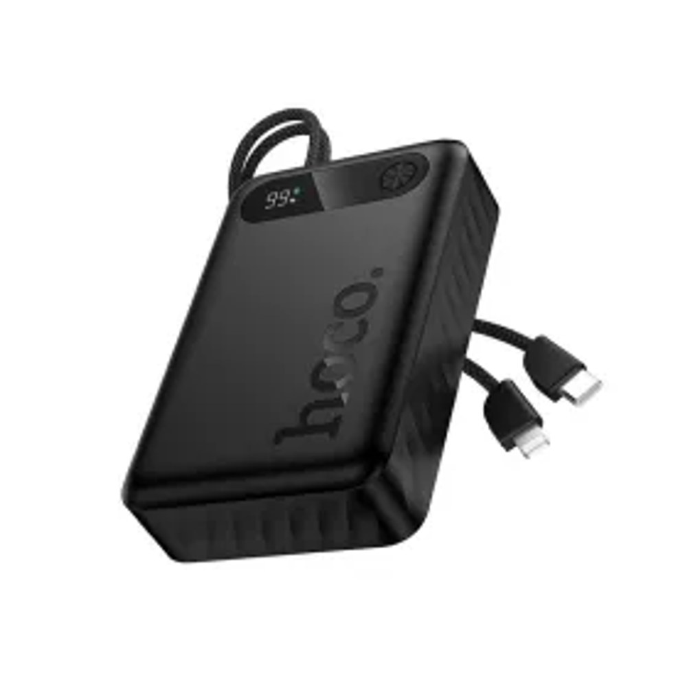 Powerbanka Hoco 20000 mAh QC PD 2A 22,5W s vestavěnými kabely USB C + Lightning J171A černá
