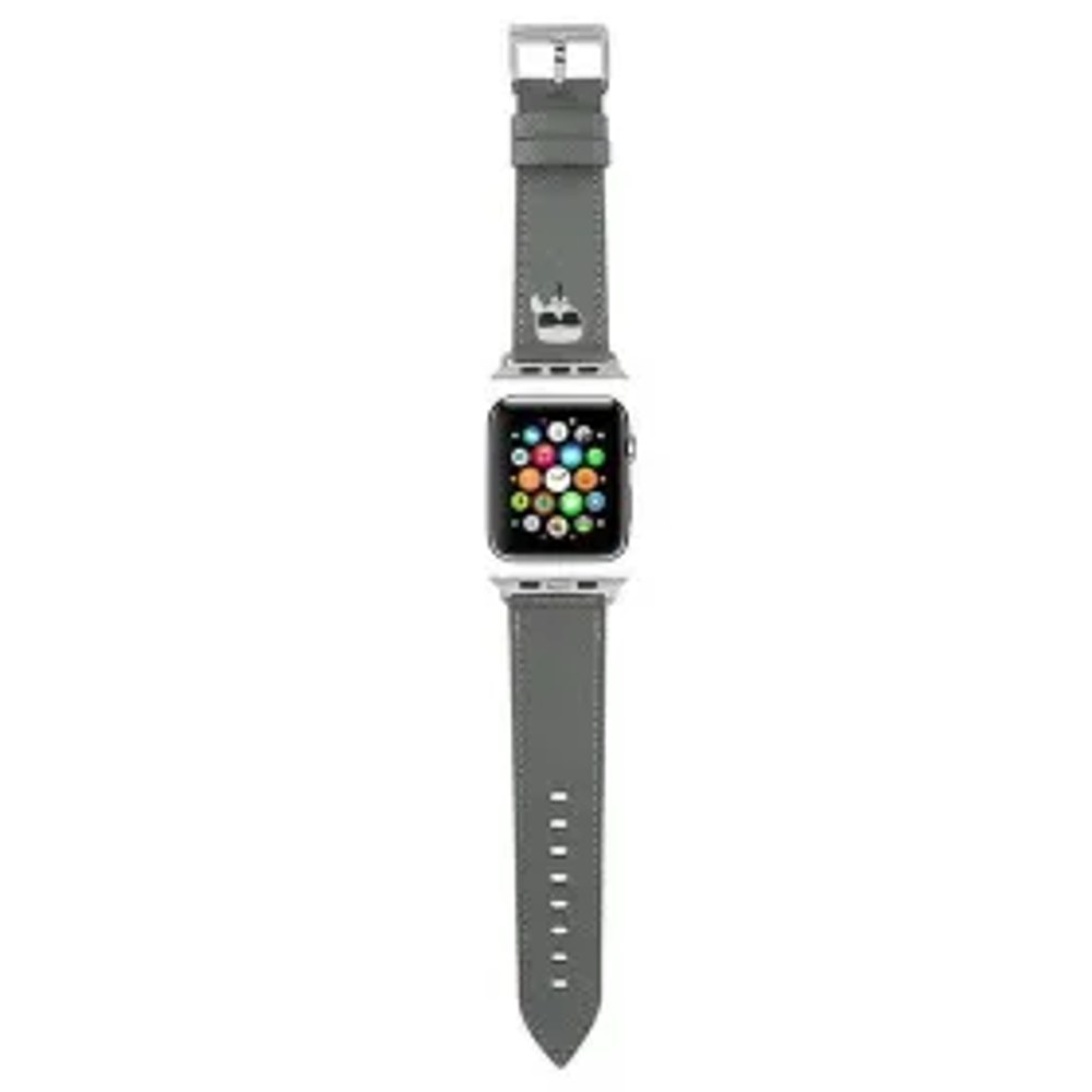 Řemínek pro Apple Watch silikonový Karl Lagerfeld SAFFIANO KH 42/44mm KLAWLOKHG stříbrný