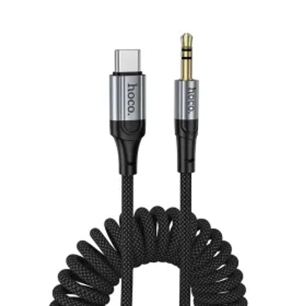 Kabel AUX Jack 3,5 mm na USB C Hoco 1,5 m UPA33B černý