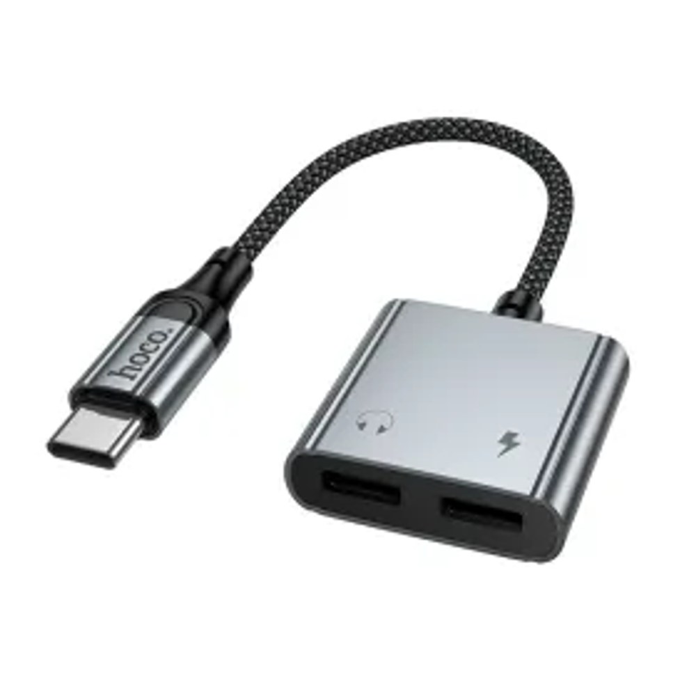 Adaptér AUX USB C na 2x USB C max. 10W Hoco UPA34A UPA34A šedý