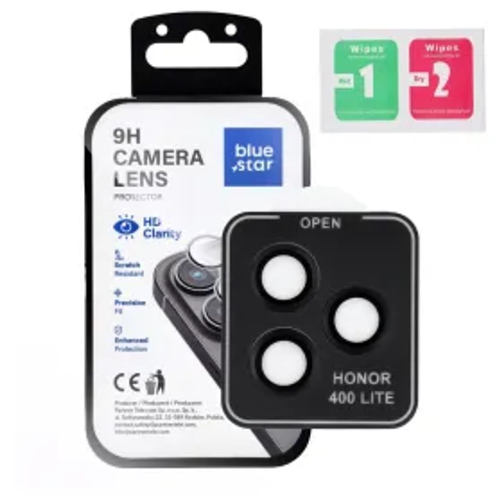 Ochranný kryt objektivu fotoaparátu BLUE STAR Easy Install pro HONOR 400 LITE černý