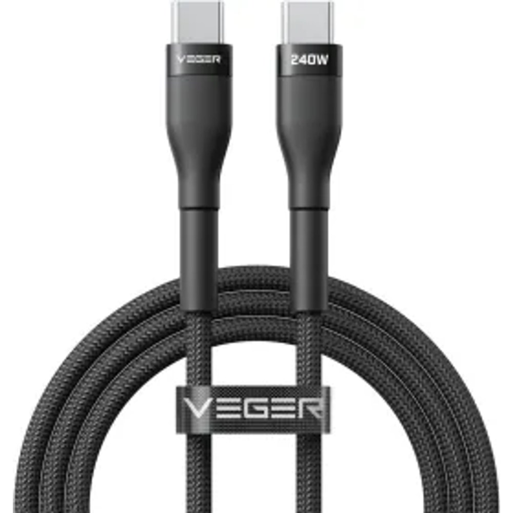 Kabel typ C na typ C VEGER PD 5A 240W CC03 1,5 m černý