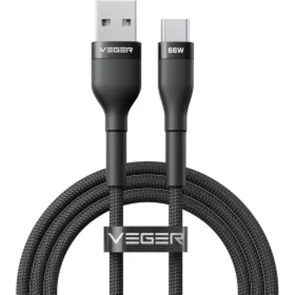 Kabel USB A na typ C VEGER PD 11V 6A 66W AC04 1,2 m černý