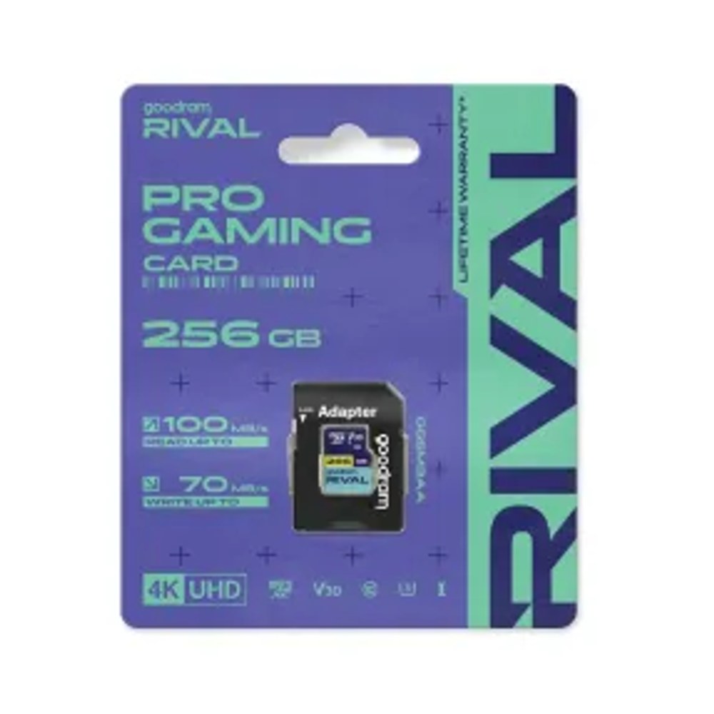 Paměťová karta GOODRAM RIVAL microSD 256 GB, 100 MB/s, třída 10, UHS-I, V30, s adaptérem na SD