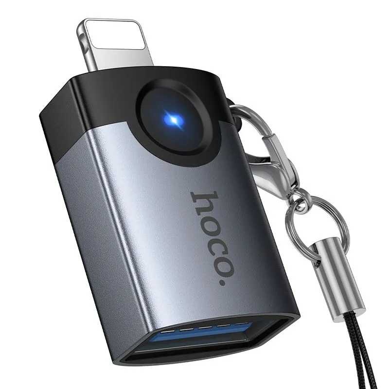 Adaptér OTG Lightning na USB A Hoco UA46 Victory šedý