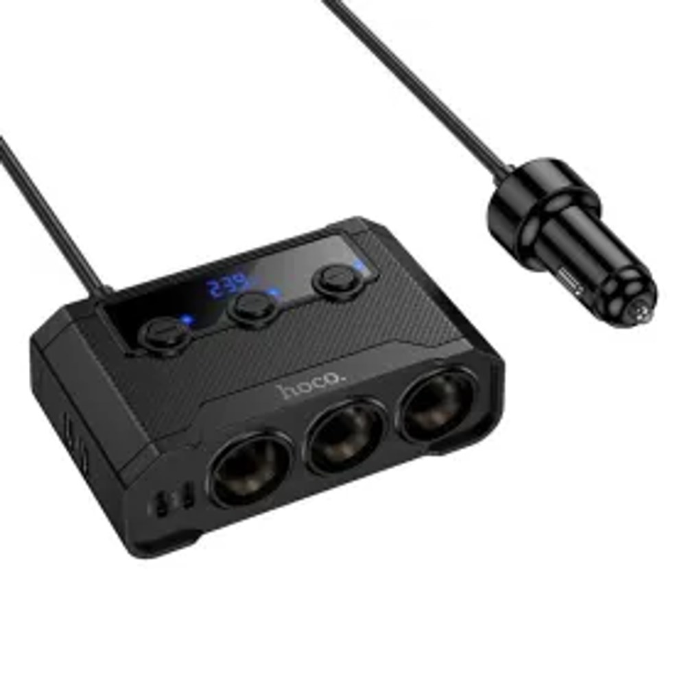 Nabíječka do auta Hoco 2xUSB A + 2xUSB C+3x porty zapalovače cigaret PD QC3.0 240W Z64 černá