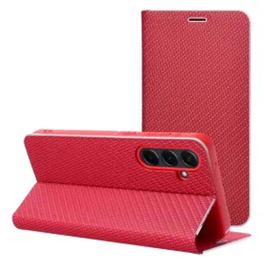 Flipové pouzdro pro Samsung A27 Luna Book Carbon červené