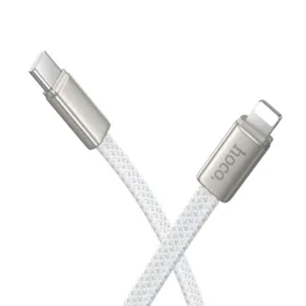Plochý kabel USB C na Lightning Hoco PD 30W 1 m X125 bílý
