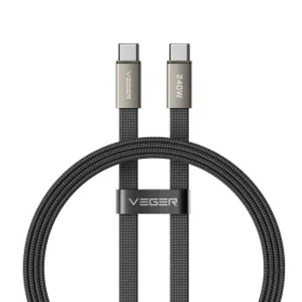 Plochý kabel typu C – typ C VEGER PD 5 A 240 W CC2-MTB 1,5 m černý