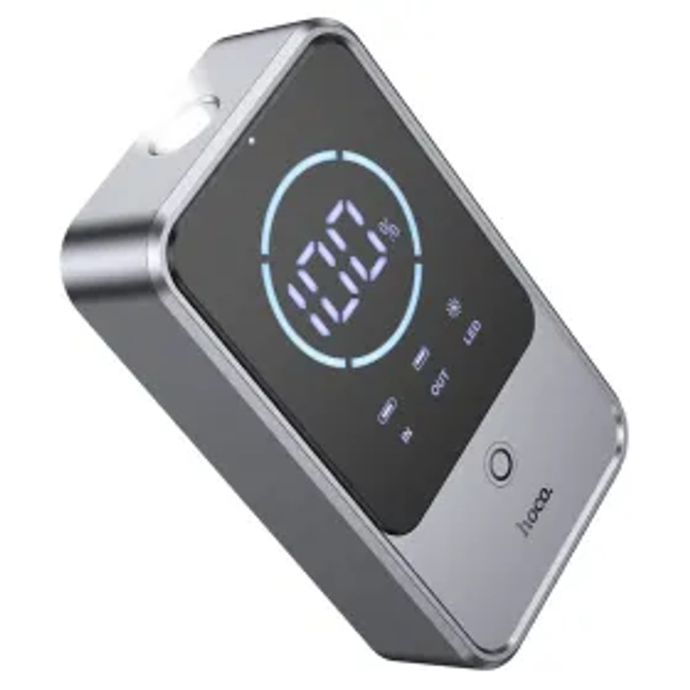 Powerbanka 10 000 mAh, 2,4 A, 18 W s funkcí startování vozidla Hoco QS7, kovově šedá