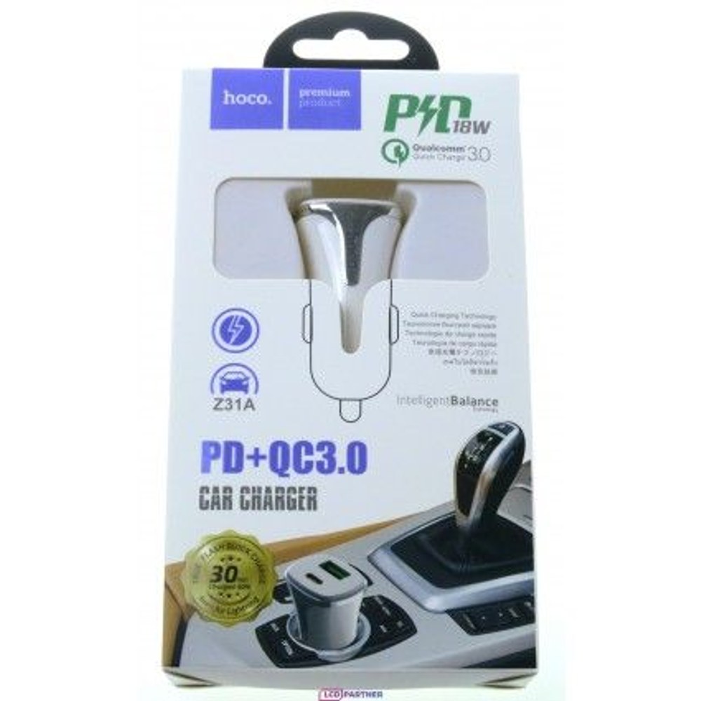 Hoco. Nabíječka do auta Z31A PD + QC 3,0 18 W bílá