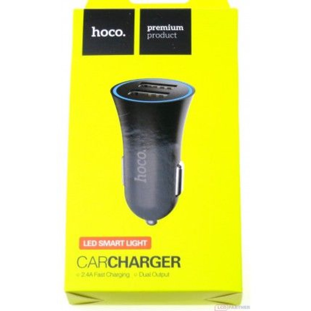 Hoco. UC204 dual USB nabíječka do auta černá