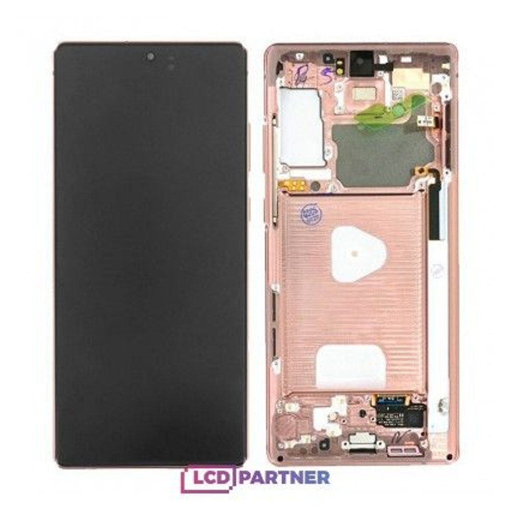 Samsung Galaxy Note 20 SM-N980, Note 20 5G SM-N981B LCD + dotyková deska + přední kryt měděný - originál