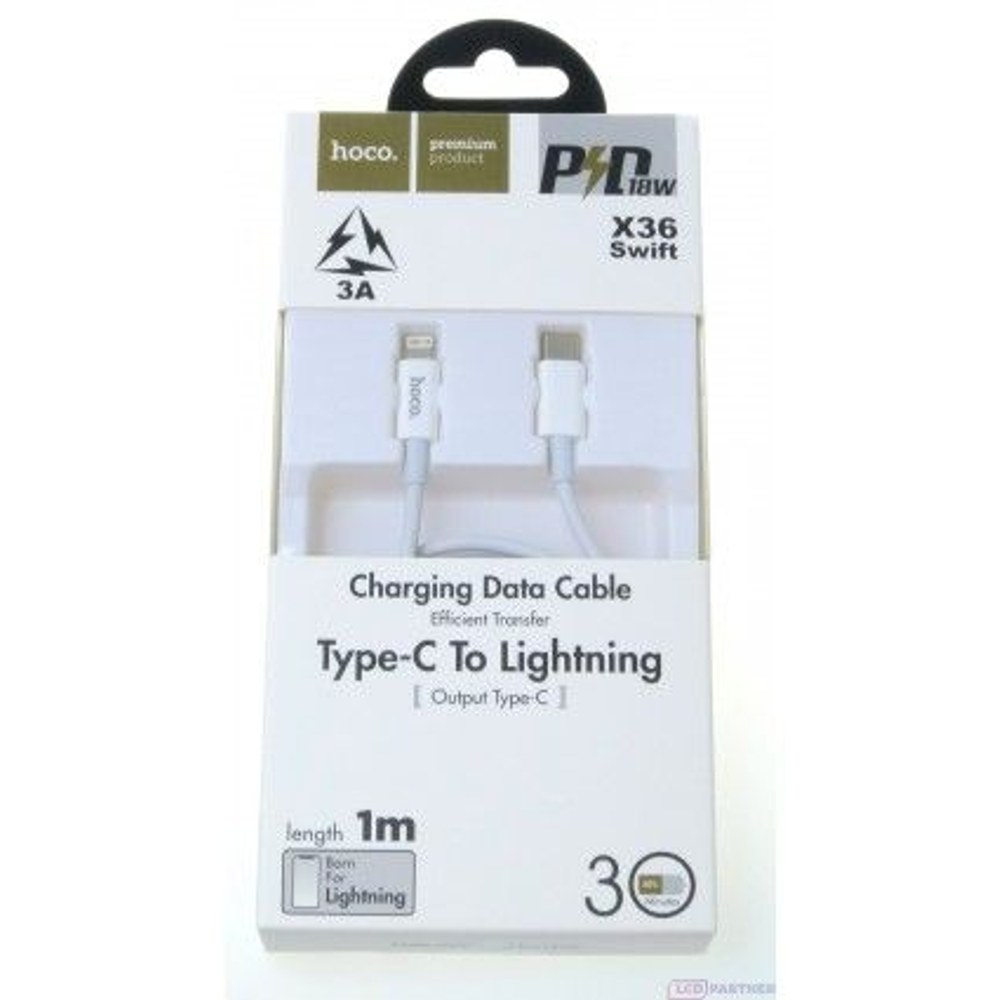 Hoco. Blesk X36 na kabel typu C, 3A, 18W, 1m bílý