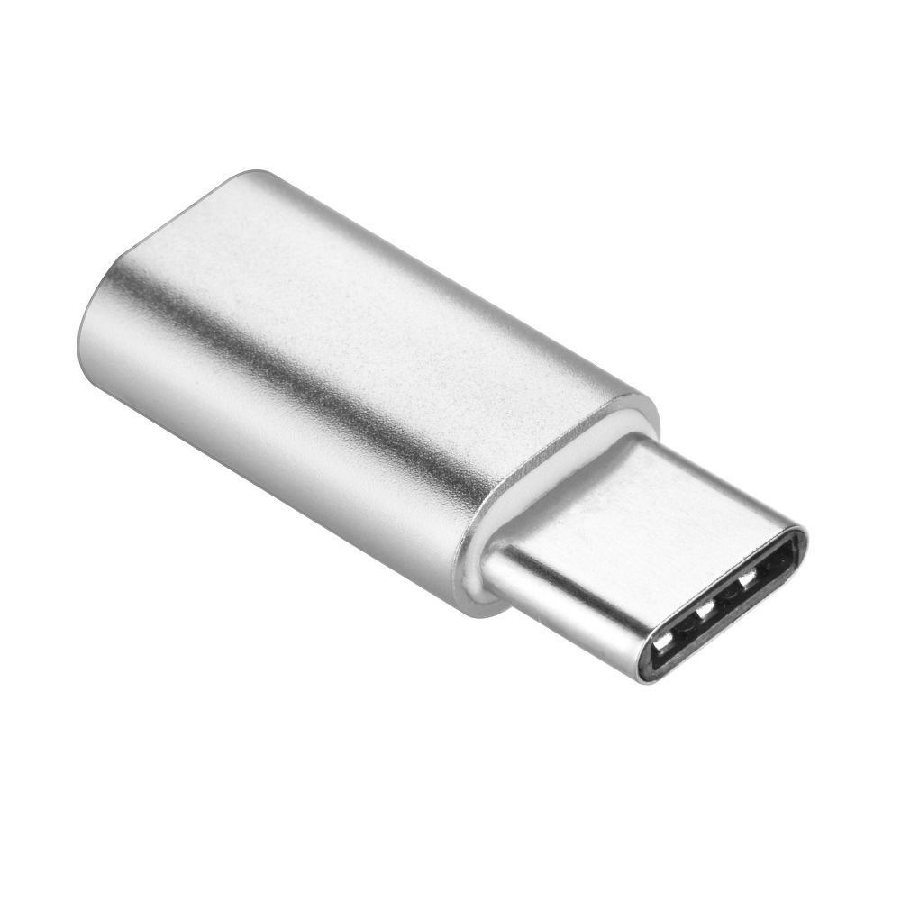 Adaptérová nabíječka Micro USB / MicroUSB TYP C stříbrná
