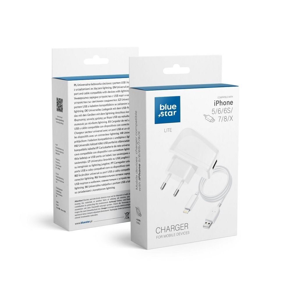 Cestovní nabíječka pro iPhone 5/6/6s/7/8/X Blue Star Lite bílá