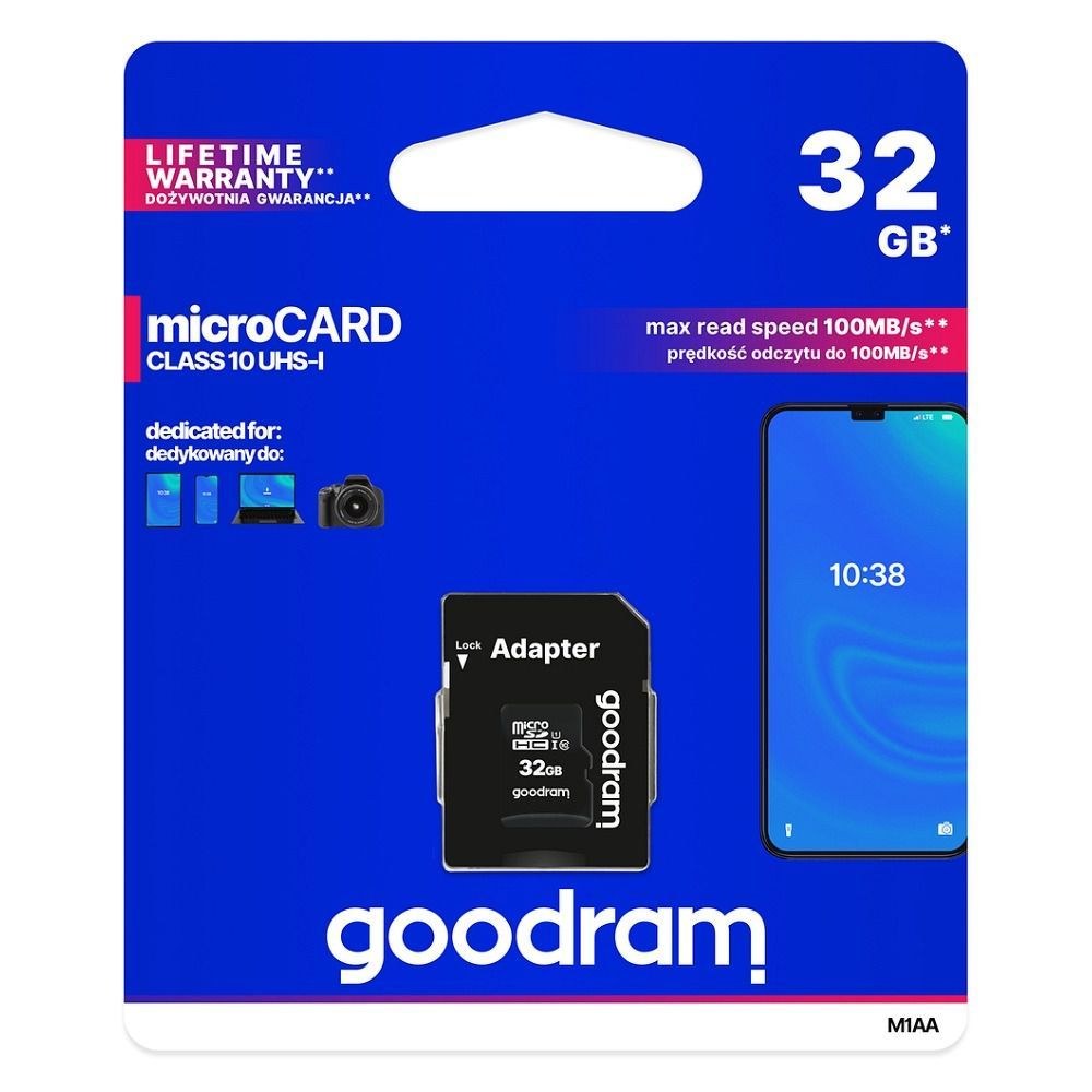 Paměťová karta GOODRAM microSD SD 32GB CLASS 10 UHS I 100MB/s s adaptérem