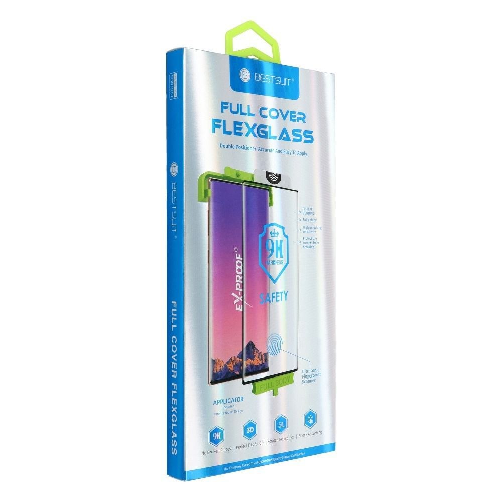 Flexibilní hybridní sklo Bestsuit 5D pro Samsung Galaxy S10+ černé (Hot Bending) – funkční snímač otisků prstů