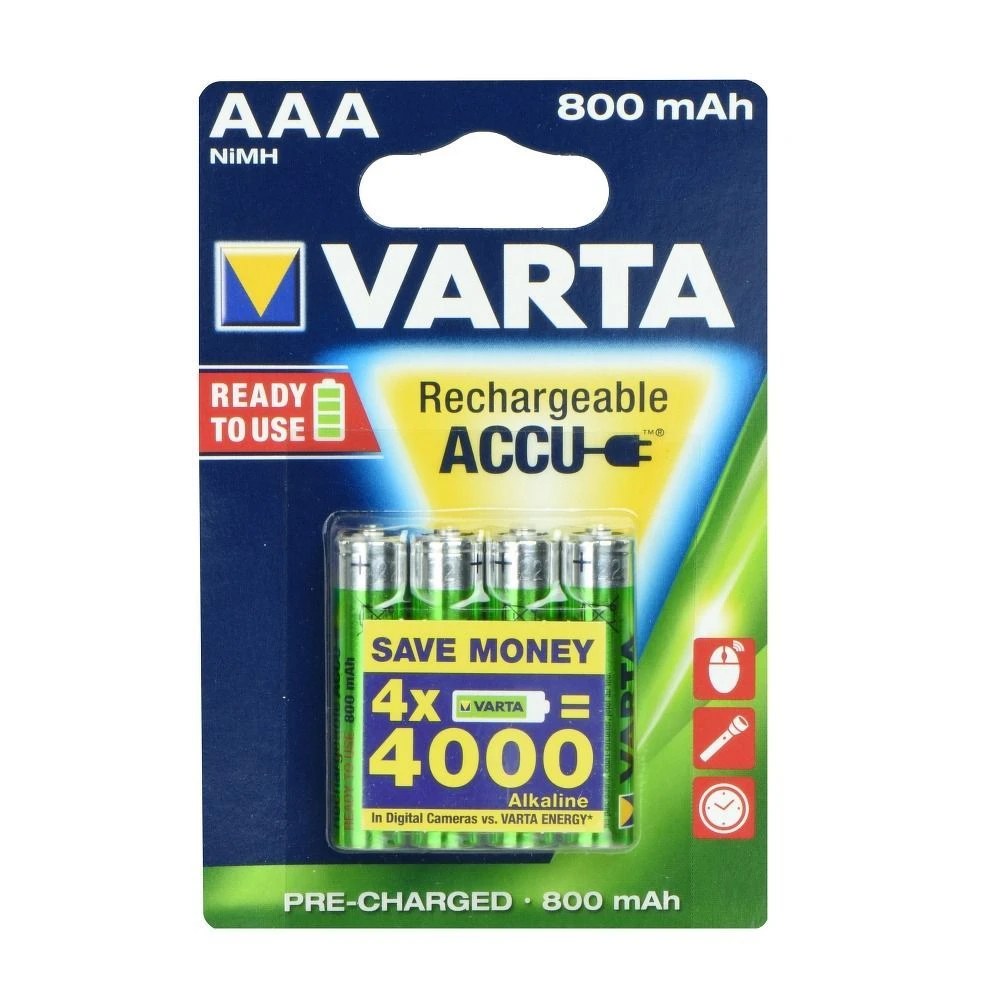 Nabíjecí baterie Varta R3 800 mAh (promo 3+1) připraveno 2 použití