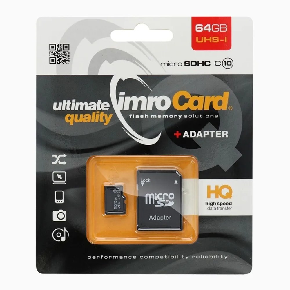 Paměťová karta Imro microSD 64GB s adaptérem / Class 10 UHS