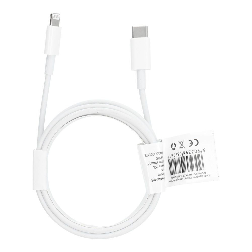 Kabel typu C pro iPhone Lightning 8-pin Power Delivery PD18W 2A C973 bílý 2 metry