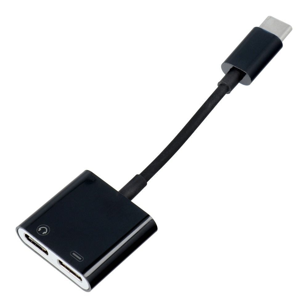 Adaptér HF/audio + nabíjení Type C to Type C black BOX