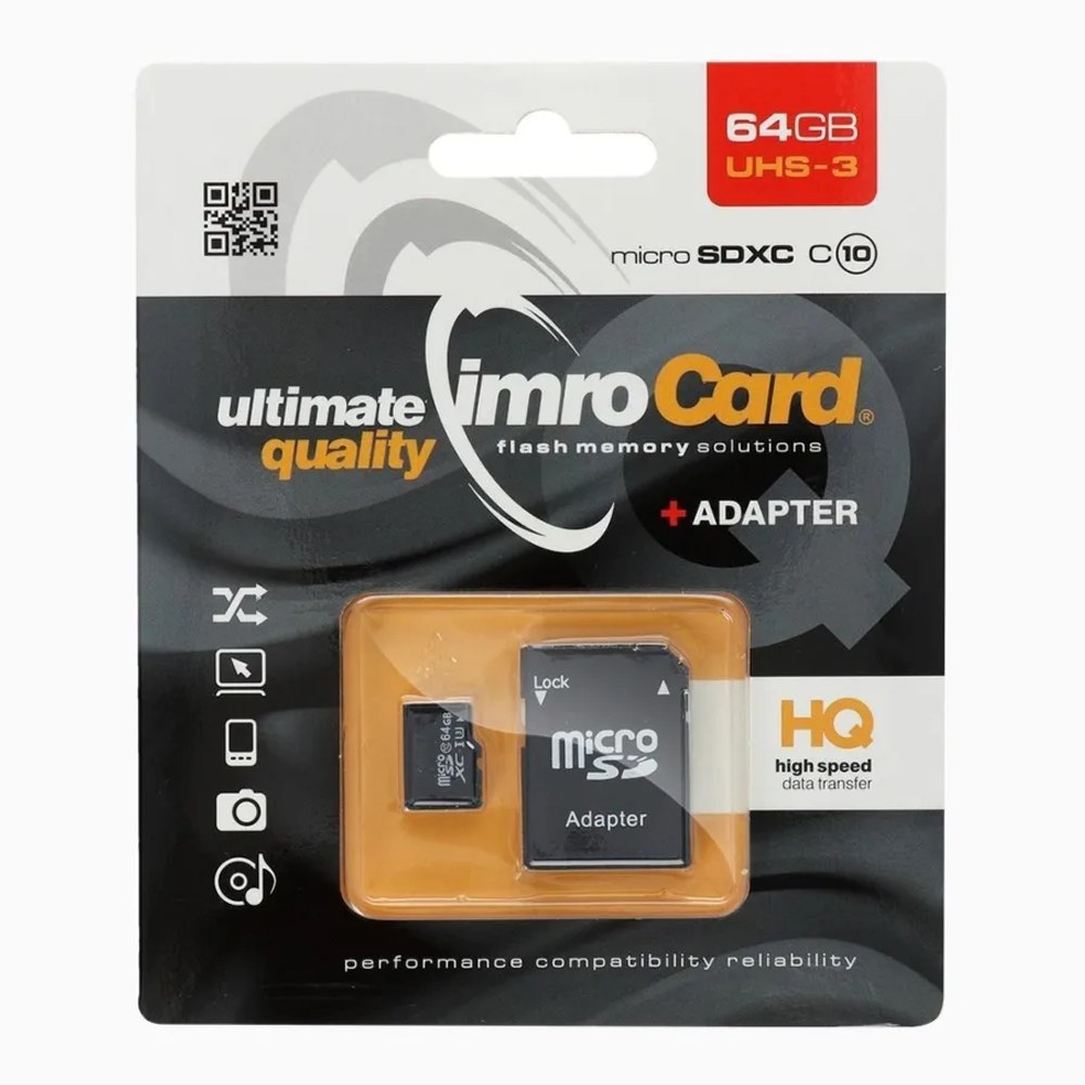 Paměťová karta Imro microSD 64GB s adaptérem / Class 10 UHS 3