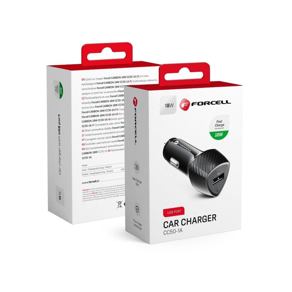 CARBON nabíječka do auta USB QC 3.0 18W CC50-1A černá (celkem 18W)