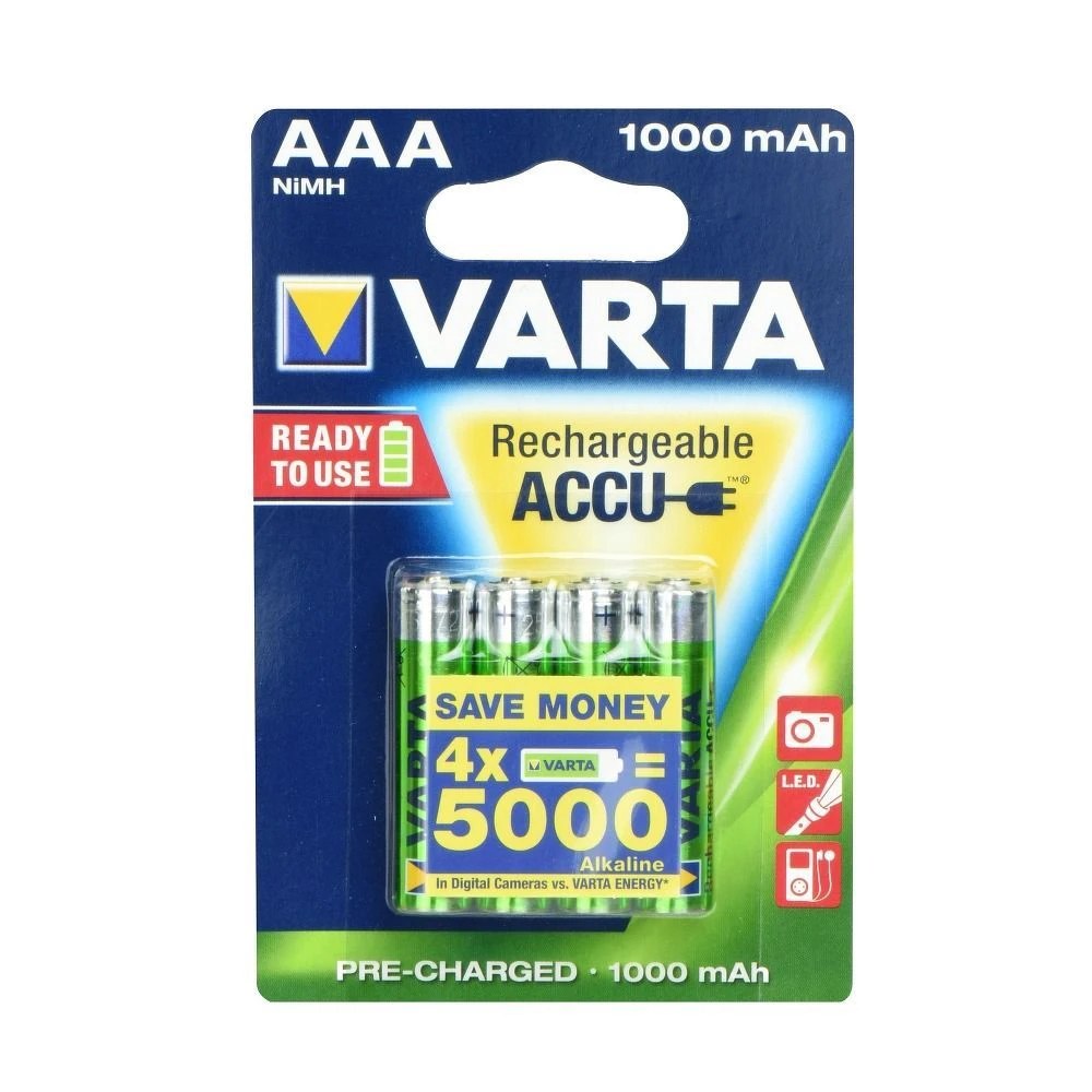 VARTA Akumulator R3 1000 mAH (AAA) 4ks připraven k použití